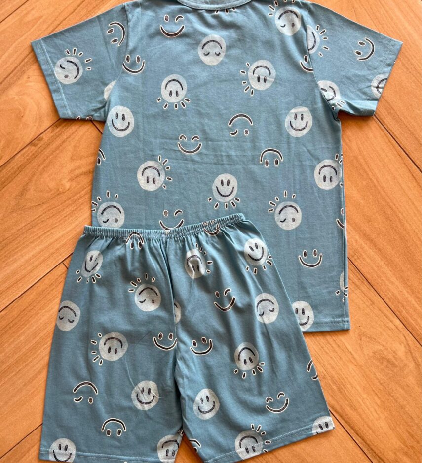 fernandaramoskids com br Pijama Infantil Masculino Camiseta e Bermuda Carinha Feliz 1