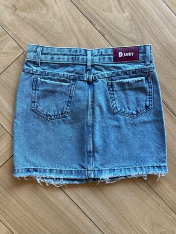 fernandaramoskids com br Saia Infantil Feminina Jeans Curta com Aplicações e Bolso2