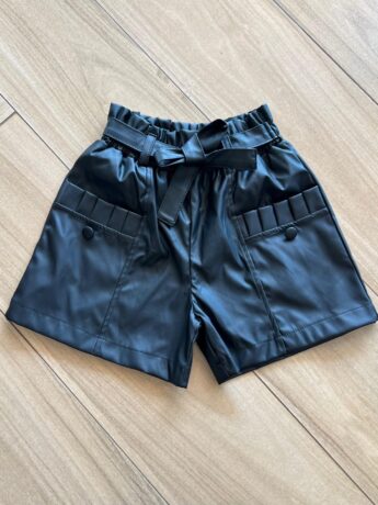 Short Infantil Feminino Couro com Bolsos Lateral Fernanda Ramos Kids