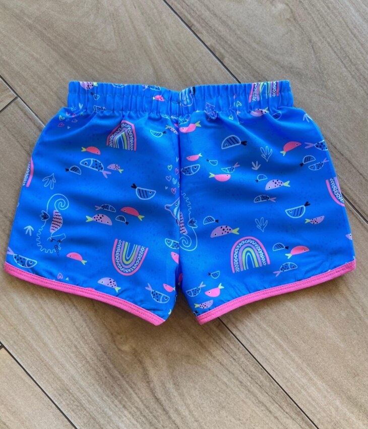 fernandaramoskids com br Short Infantil Feminino Estampa Fundo do Mar Azul2