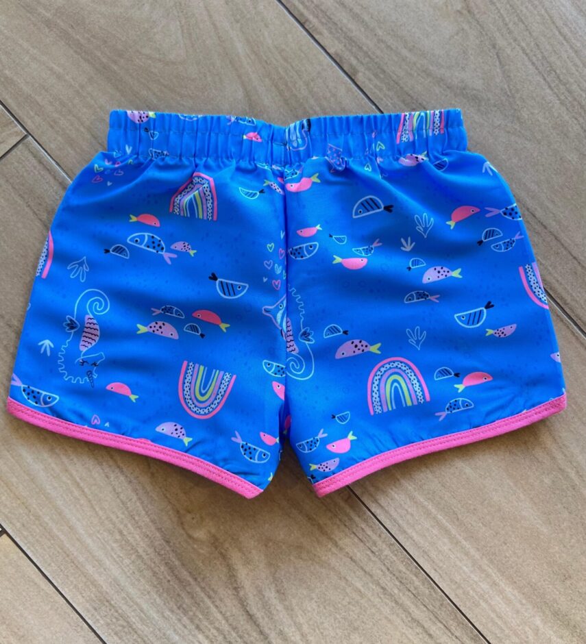 fernandaramoskids com br Short Infantil Feminino Estampa Fundo do Mar Azul2