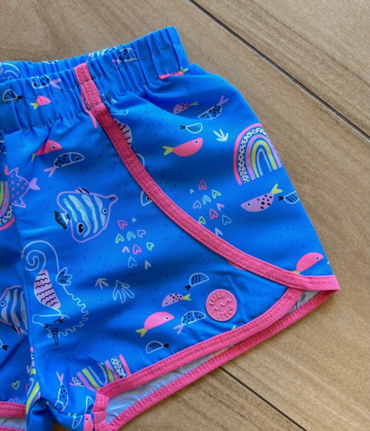 fernandaramoskids com br Short Infantil Feminino Estampa Fundo do Mar Azul1