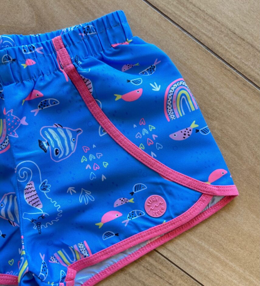 fernandaramoskids com br Short Infantil Feminino Estampa Fundo do Mar Azul1