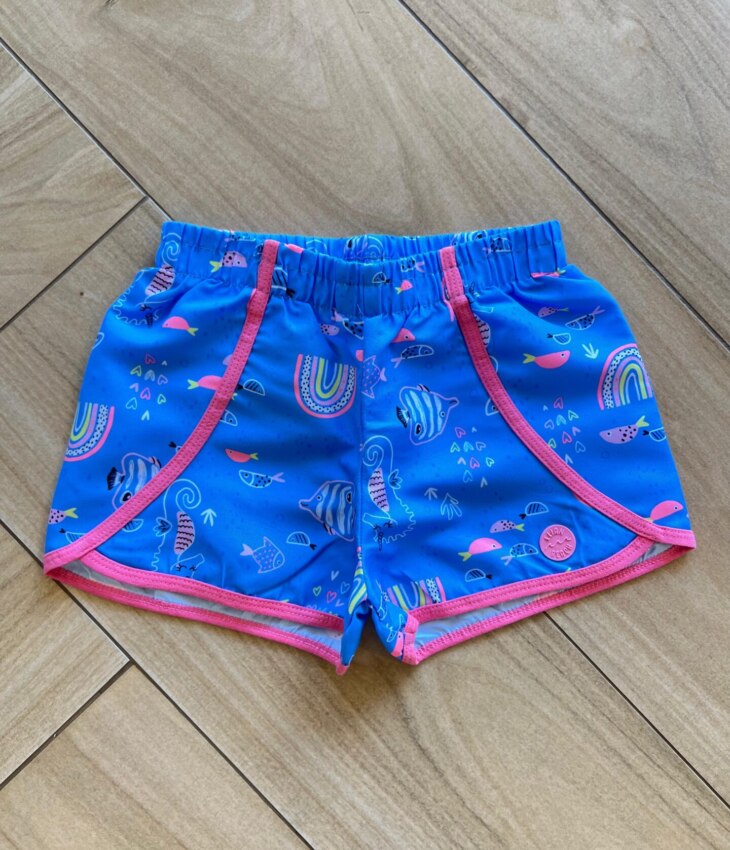 Short Infantil Feminino Estampa Fundo do Mar Azul Fernanda Ramos Kids
