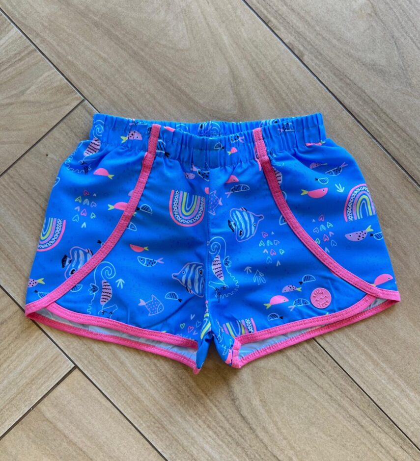 Short Infantil Feminino Estampa Fundo do Mar Azul Fernanda Ramos Kids