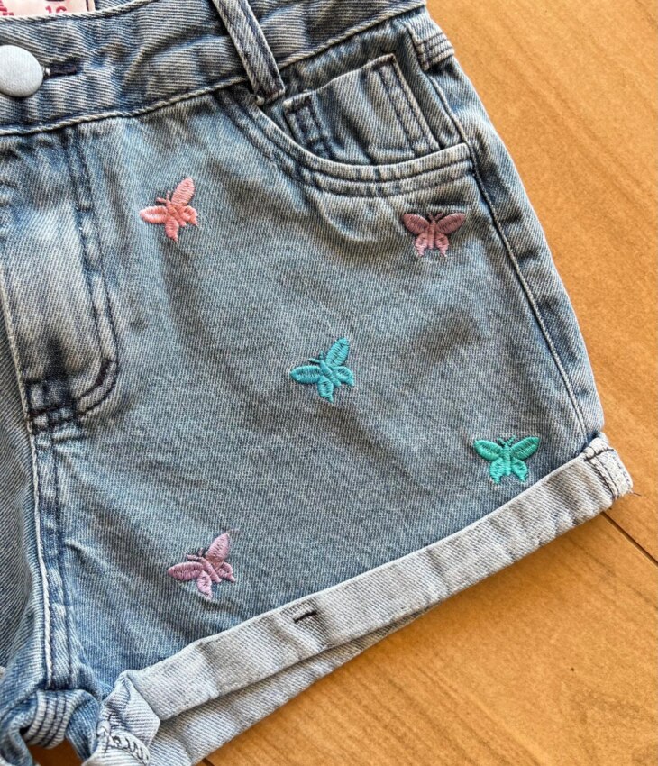 fernandaramoskids com br Short Infantil Feminino Jeans Borboleta 1