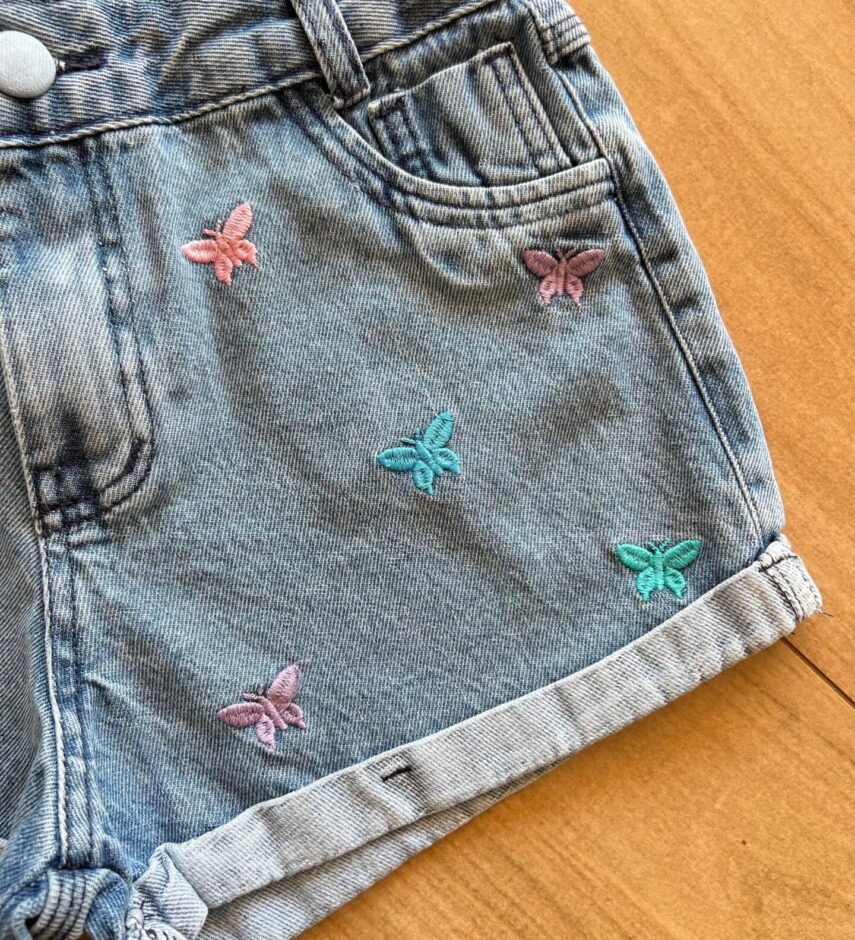 fernandaramoskids com br Short Infantil Feminino Jeans Borboleta 1