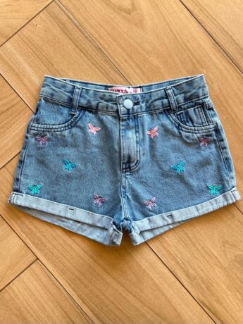 Short Infantil Feminino Jeans Borboleta Fernanda Ramos Kids