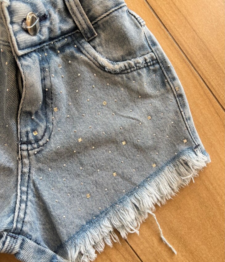 fernandaramoskids com br Short Infantil Feminino Jeans Com Brilho 1