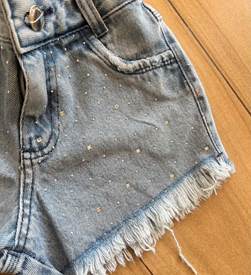 fernandaramoskids com br Short Infantil Feminino Jeans Com Brilho 1