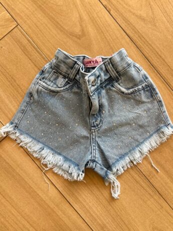 Short Infantil Feminino Jeans Com Brilho Fernanda Ramos Kids