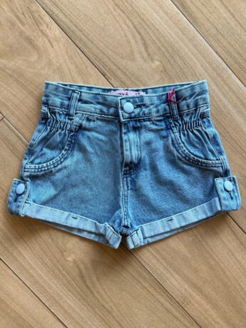 Short Infantil Feminino Jeans com Detalhe em Lastex no Bolso Fernanda Ramos Kids