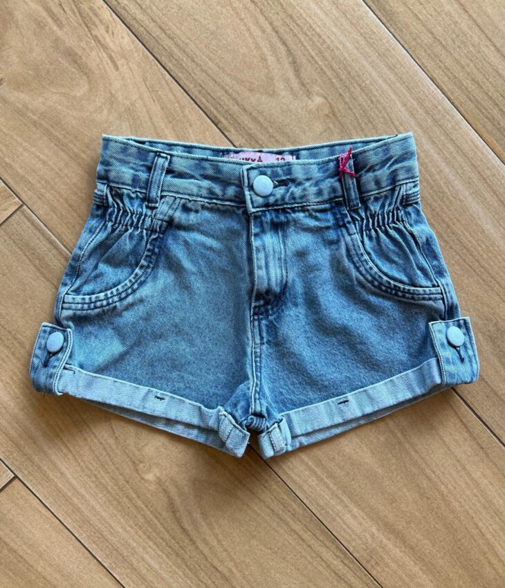 Short Infantil Feminino Jeans com Detalhe em Lastex no Bolso Fernanda Ramos Kids