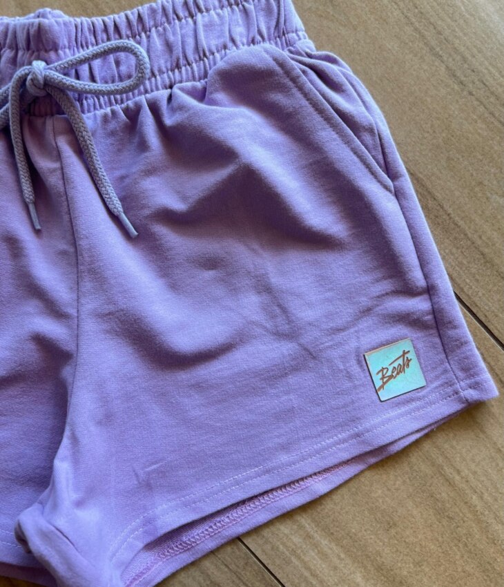 fernandaramoskids com br Short Infantil Feminino Lilás com Elástico na Cintura 1