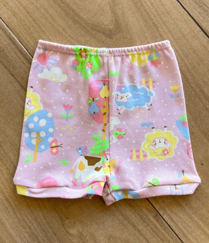 Short Infantil Feminino Lilás Estampa Ovelinhas Fernanda Ramos Kids