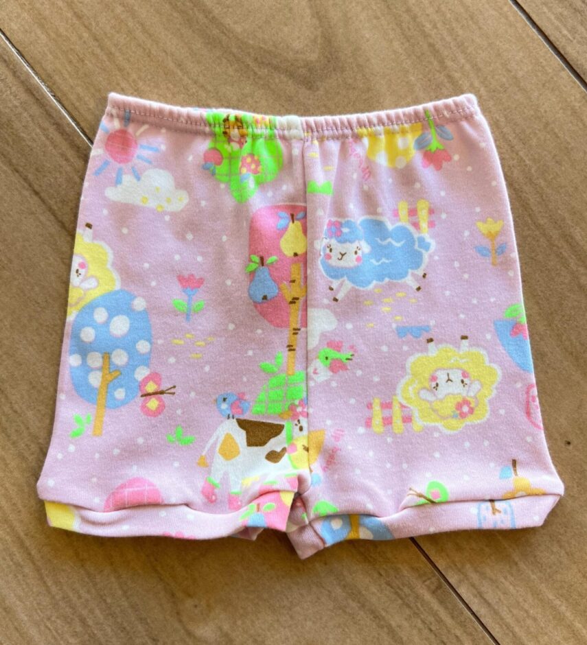 Short Infantil Feminino Lilás Estampa Ovelinhas Fernanda Ramos Kids