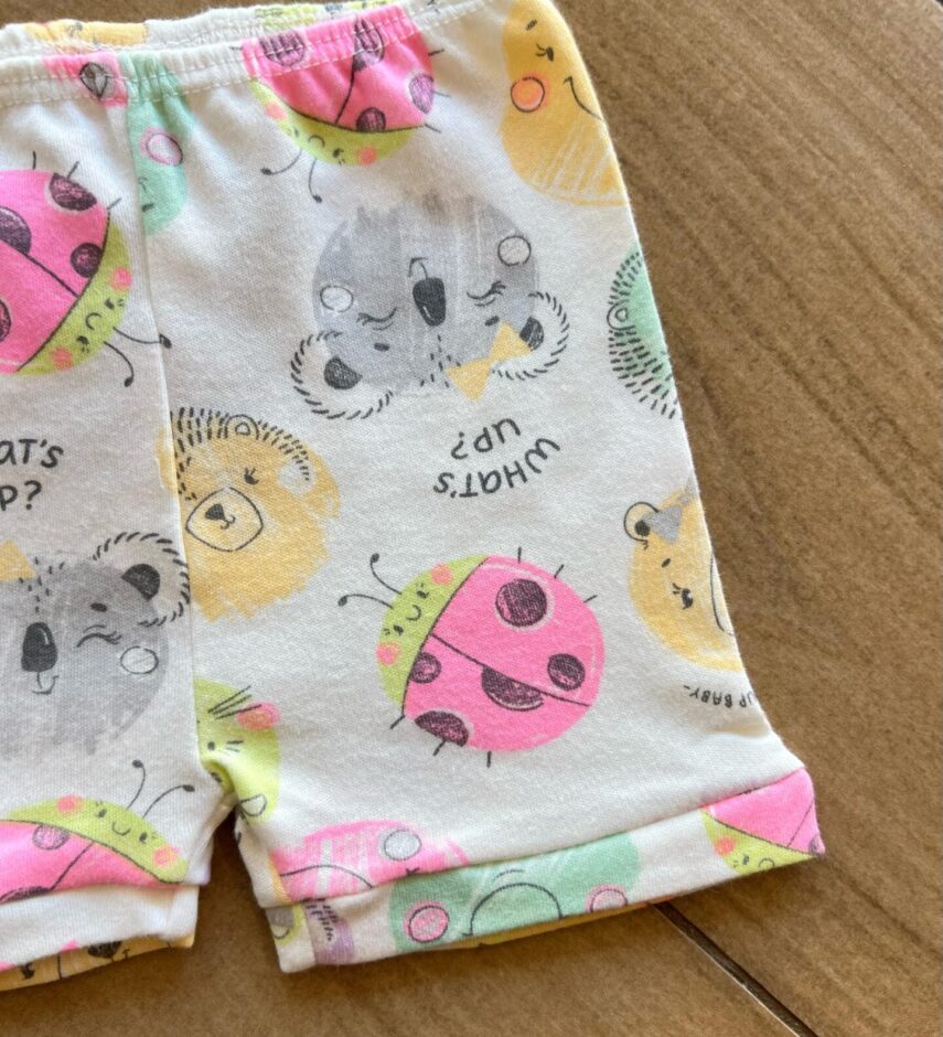 fernandaramoskids com br Short Infantil Feminino Lilás Estampa What´s Up Off White1