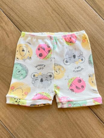 Short Infantil Feminino Lilás Estampa What´s Up Off White Fernanda Ramos Kids