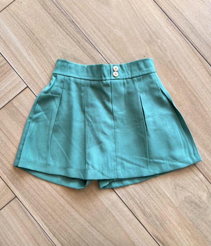 Short Infantil Feminino Verde com Botões Fernanda ramos kids