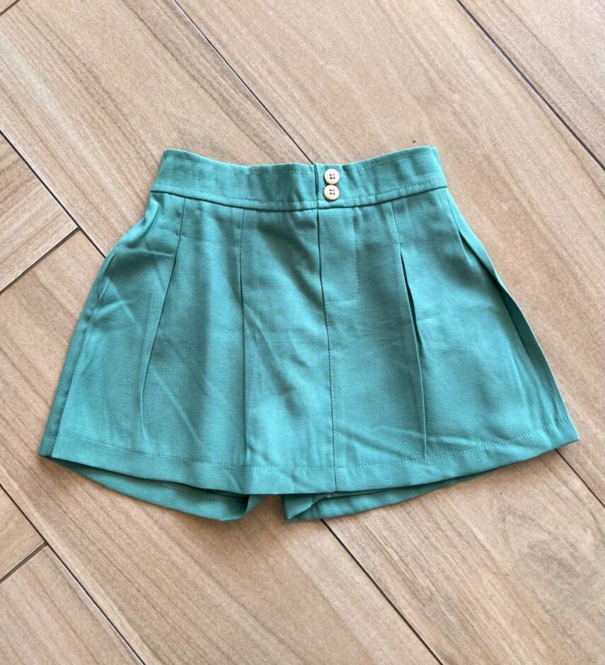 Short Infantil Feminino Verde com Botões Fernanda ramos kids