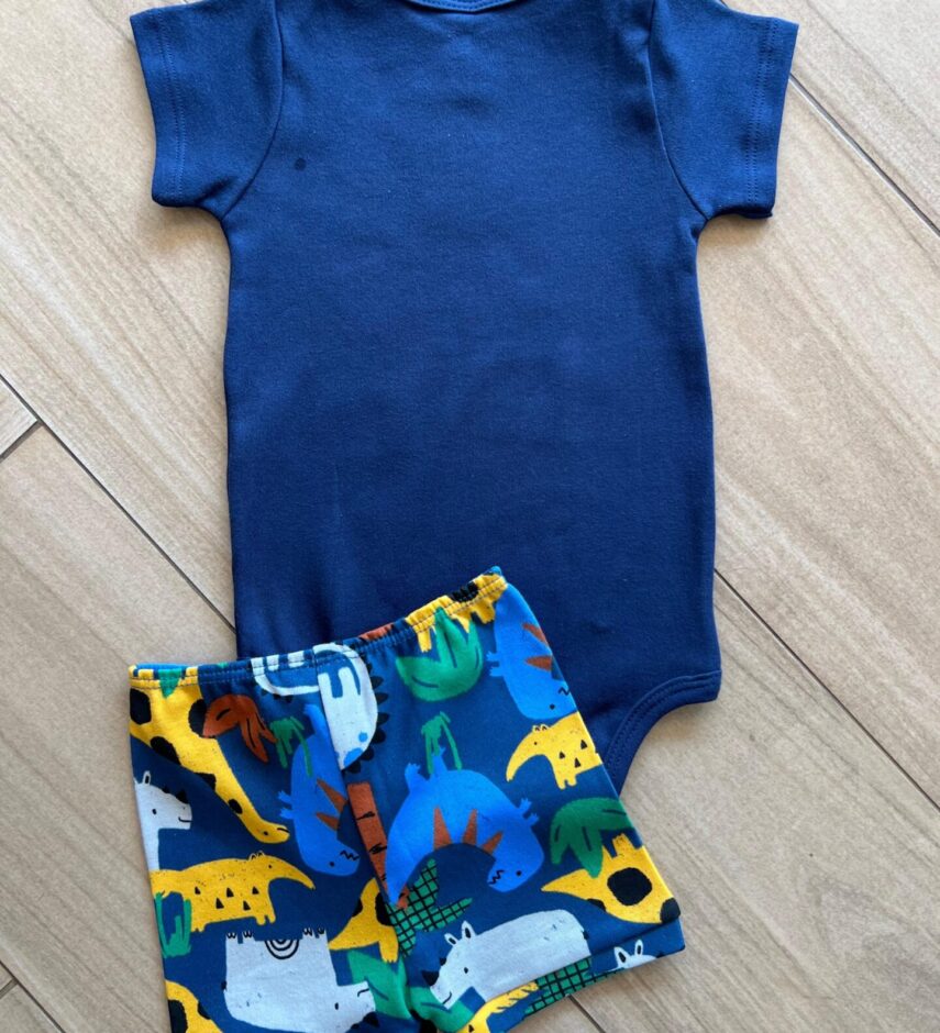 fernandaramoskids com br Short Infantil Masculina Estampado Dinossauro Azul2