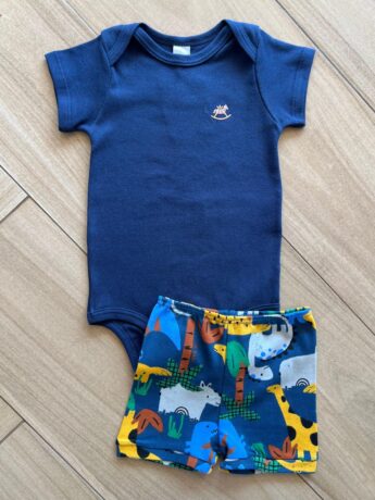 Short Infantil Masculina Estampado Dinossauro Azul Fernanda Ramos Kids
