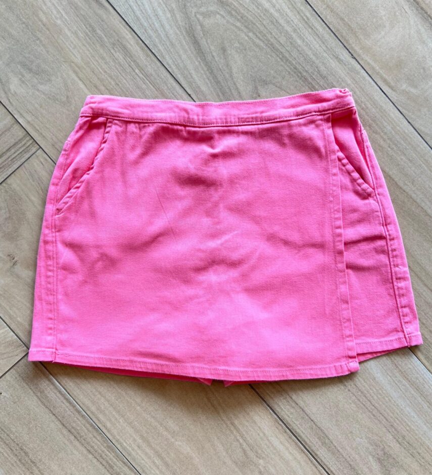 Short Saia Evase Infantil Feminino Rosa Chiclete Fernanda Ramos Kids