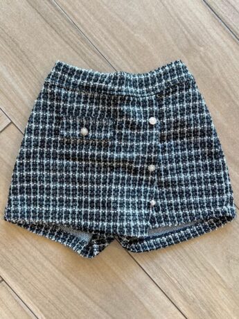 Short Saia Infantil Feminino com Detalhes em Perolas nos Botões Fernanda Ramos Kids