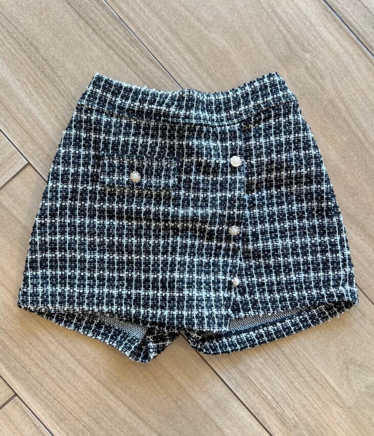 Short Saia Infantil Feminino com Detalhes em Perolas nos Botões Fernanda Ramos Kids