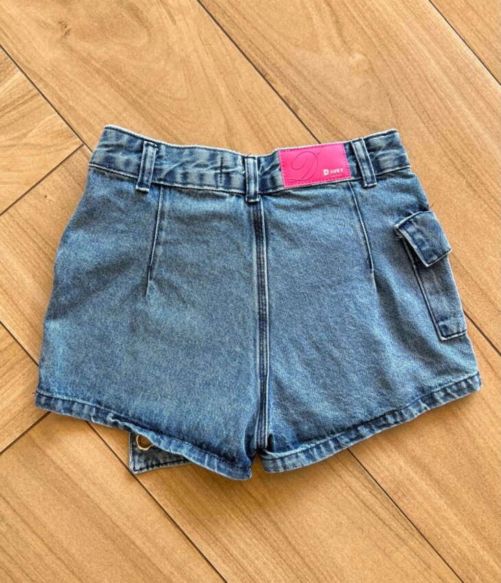 fernandaramoskids com br Short Saia Infantil Feminino Jeans com Bolsos e Detalhes3