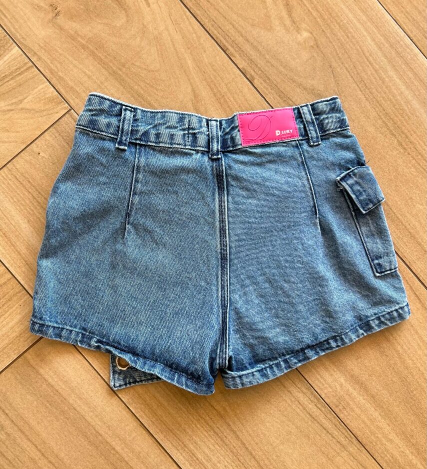 fernandaramoskids com br Short Saia Infantil Feminino Jeans com Bolsos e Detalhes3