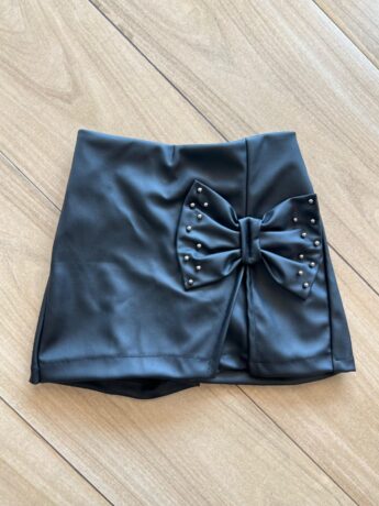 Short Saia Infantil Feminino Laço Preto Fernanda Ramos Kids