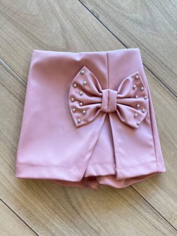 Short Saia Infantil Feminino Laço Rose Fernanda Ramos Kid