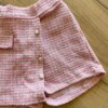 fernandaramoskids com br Short Saia Infantil Feminino Rosa com Detalhes em Perolas nos Botões 1