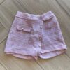 Short Saia Infantil Feminino Rosa com Detalhes em Perolas nos Botões Fernanda Ramos Kids