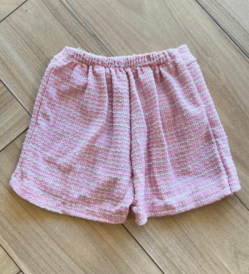 fernandaramoskids com br Short Saia Infantil Feminino Rosa com Detalhes em Perolas nos Botões 2