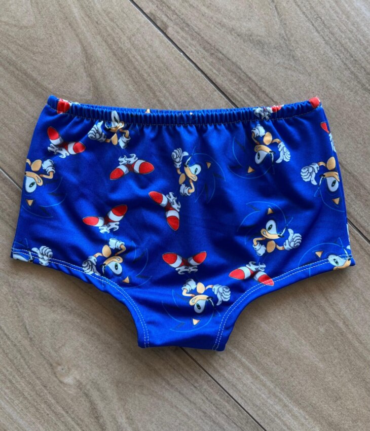 Sunga Masculina Infantil Estampada de Sonic Fernanda Ramos Ki