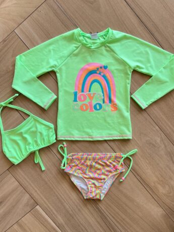 Trijunto Infantil Feminino Biquíni e Blusa Manga Longa Fernanda Ramos Kids