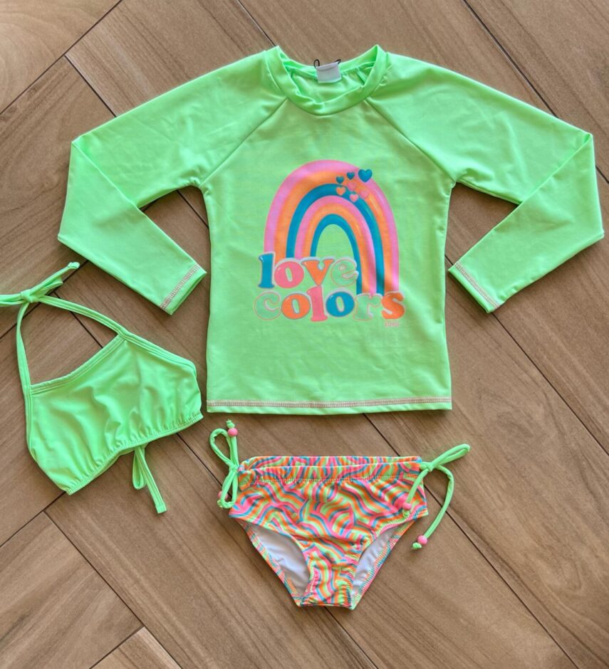Trijunto Infantil Feminino Biquíni e Blusa Manga Longa Fernanda Ramos Kids