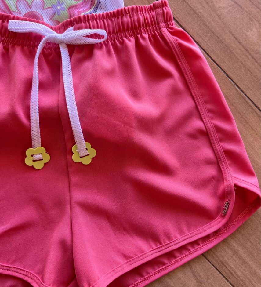 fernandaramoskids com br Trijunto Infantil Feminino Regata Alça, Short Rosa e Sobreposição 2