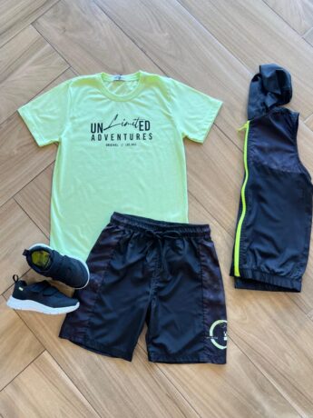 Trijunto Masculino Camiseta Bermuda e Jaqueta Fernanda ramos kids