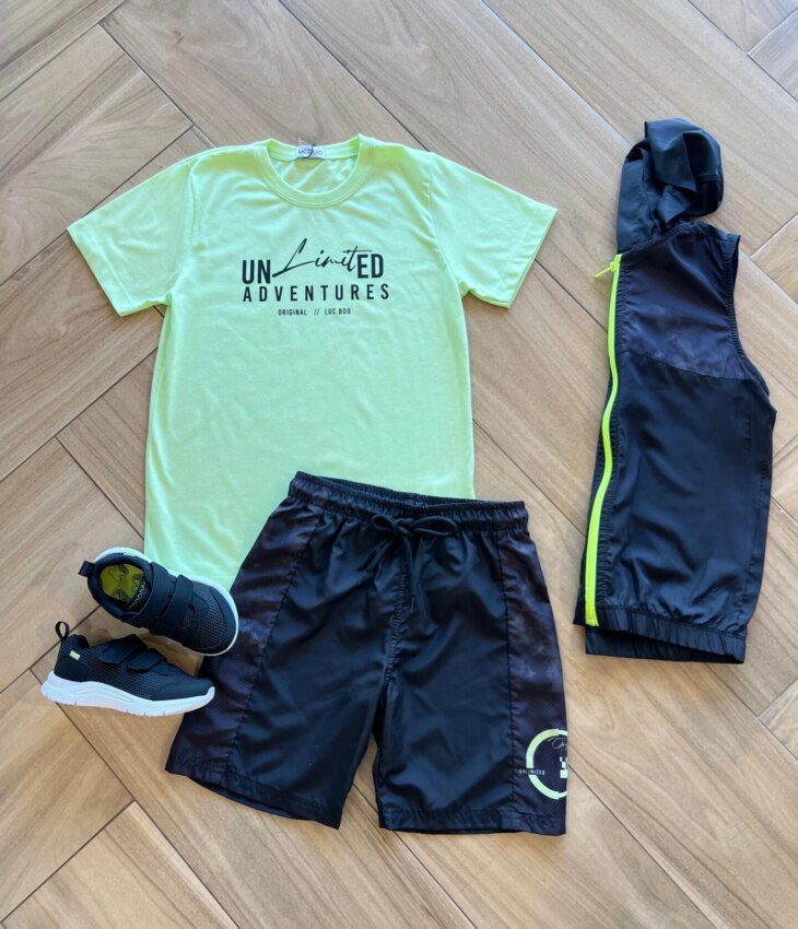 Trijunto Masculino Camiseta Bermuda e Jaqueta Fernanda ramos kids