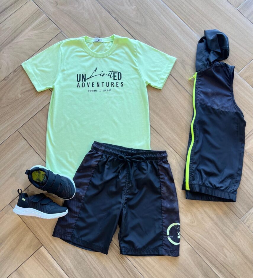 Trijunto Masculino Camiseta Bermuda e Jaqueta Fernanda ramos kids