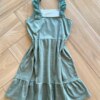 Vestido Infantil Feminino Alça Detalhe Laise Verde Oliva Fernanda Ramos Kids