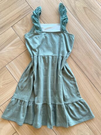 Vestido Infantil Feminino Alça Detalhe Laise Verde Oliva Fernanda Ramos Kids