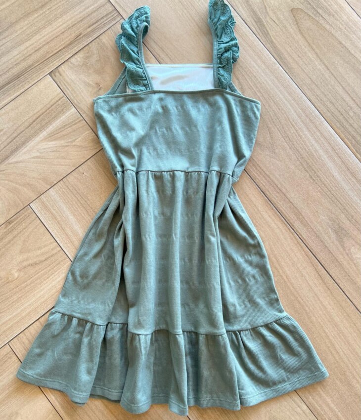 Vestido Infantil Feminino Alça Detalhe Laise Verde Oliva Fernanda Ramos Kids