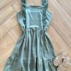 Vestido Infantil Feminino Alça Detalhe Laise Verde Oliva Fernanda Ramos Kids