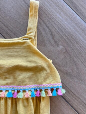 fernandaramoskids com br Vestido Infantil Feminino Alça e Detalhe Fita Tassel1