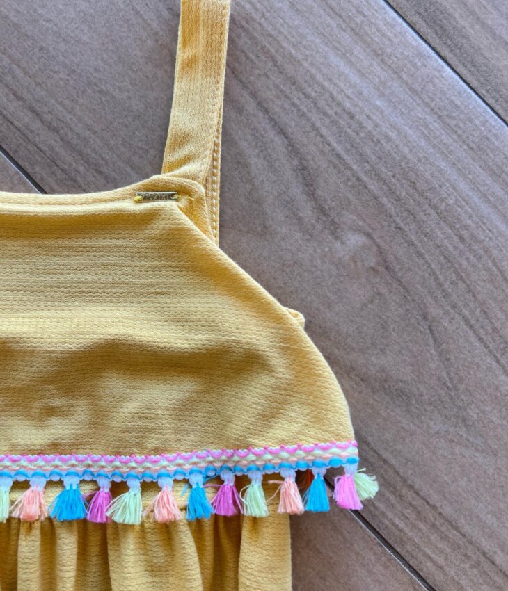 fernandaramoskids com br Vestido Infantil Feminino Alça e Detalhe Fita Tassel1