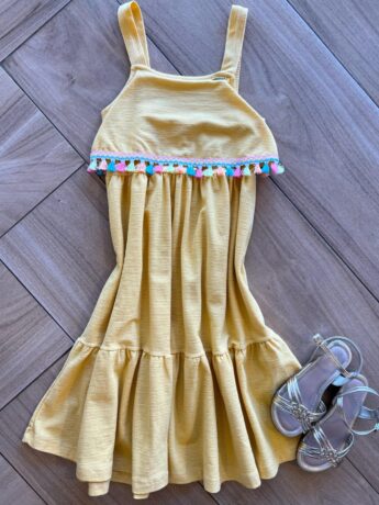 Vestido Infantil Feminino Alça e Detalhe Fita Tassel Fernanda Ramos Kids